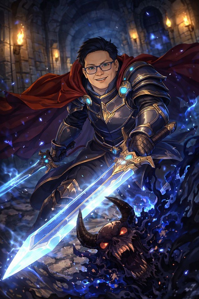 Anime hero trading card artwork